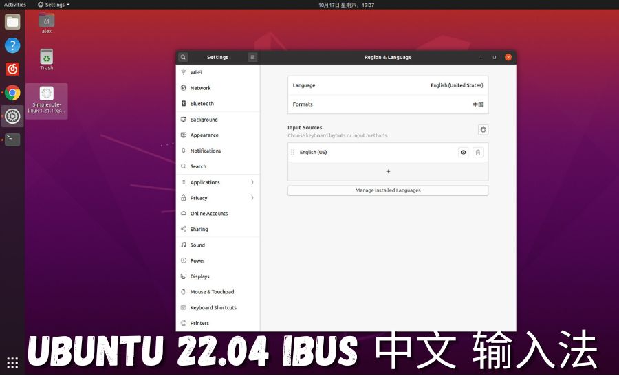 ubuntu 22.04 ibus 中文 输入法